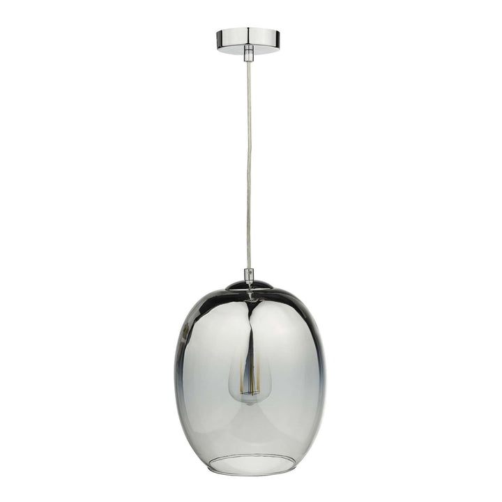 Dar PAT0132 | Patrice 1 Light Pendant | Silver Glass Elegance