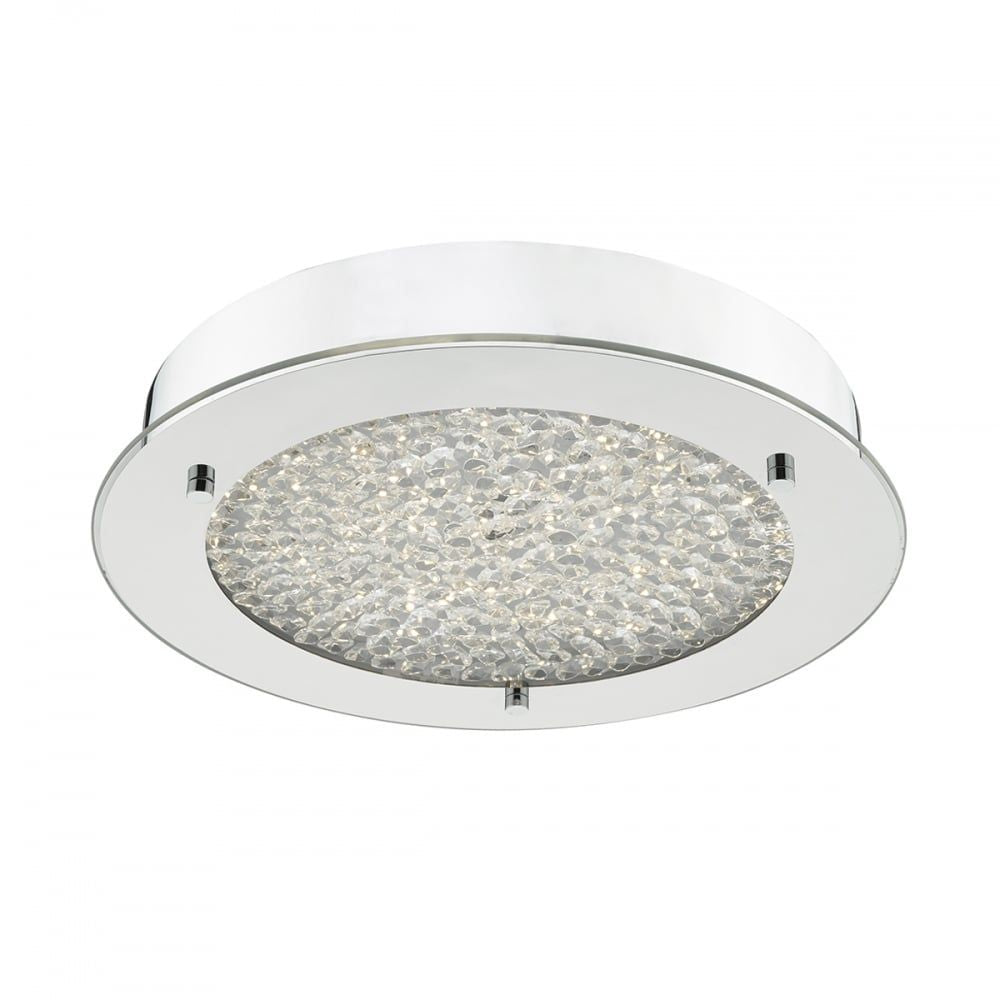 Dar PET5250 | Peta | Chrome LED Flush Light | Clear Crystal