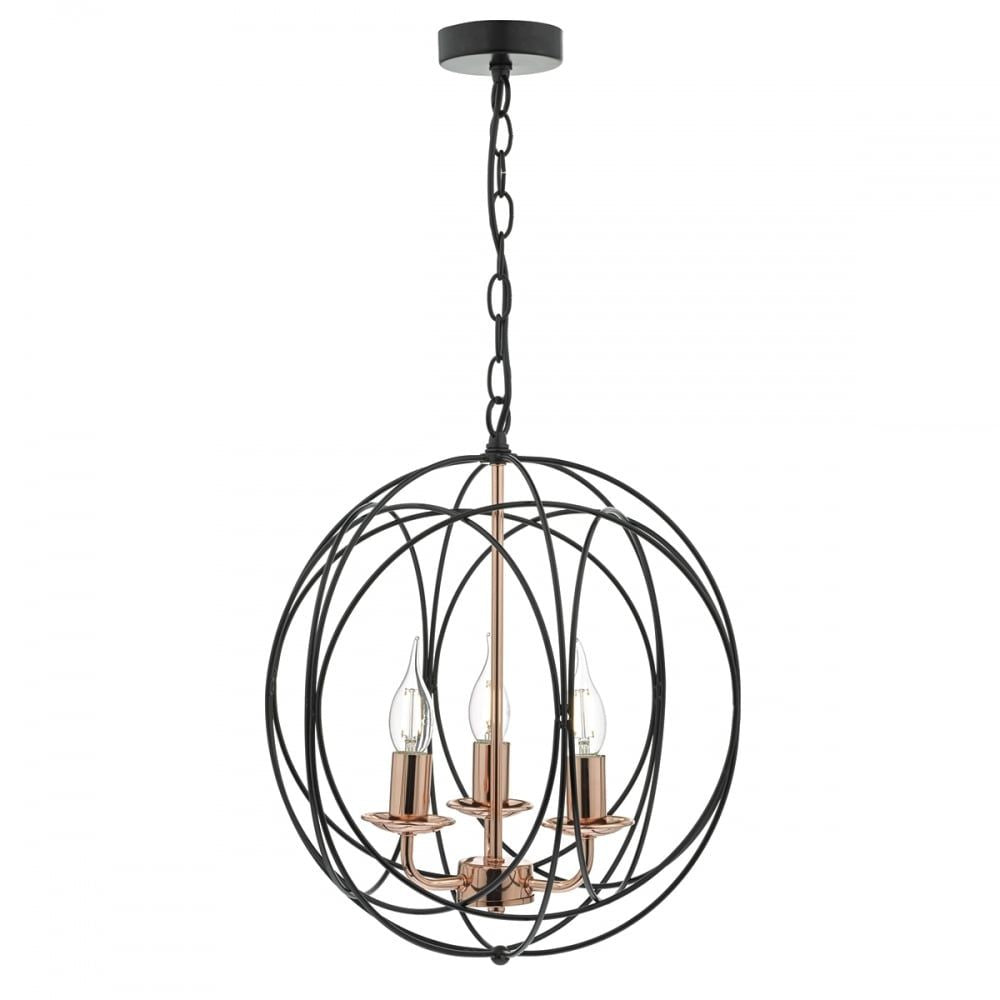 Dar PHO0322 | Phoenix Black and Copper 3-Light Pendant