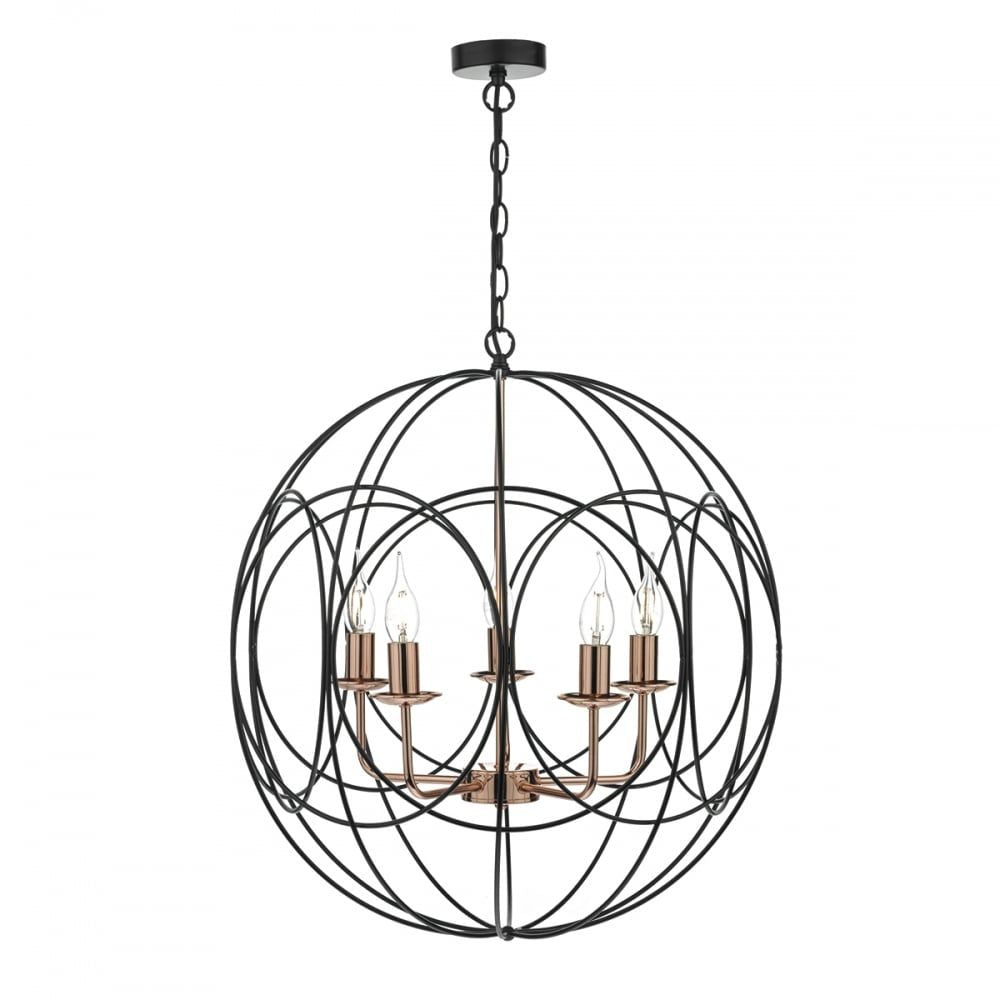 Dar PHO0522 | Phoenix Black and Copper 5-Light Pendant