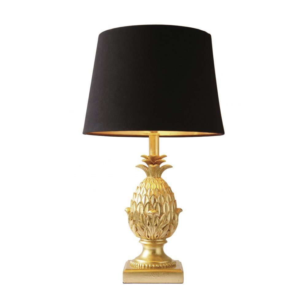 Dar PIN4235 | Pineapple Gold Table Lamp | Black Shade