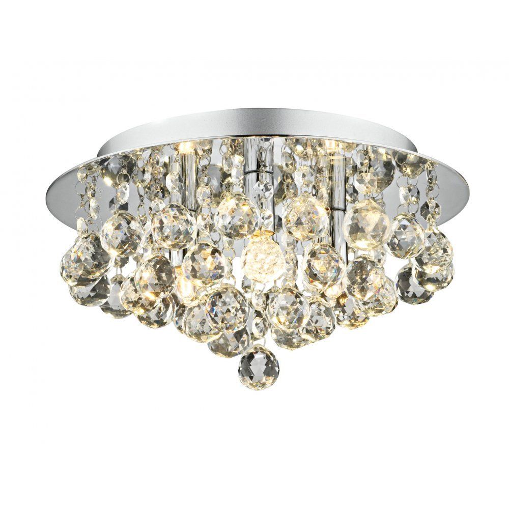Dar PLU5250 | Pluto Chrome Flush Light | Crystal Decor