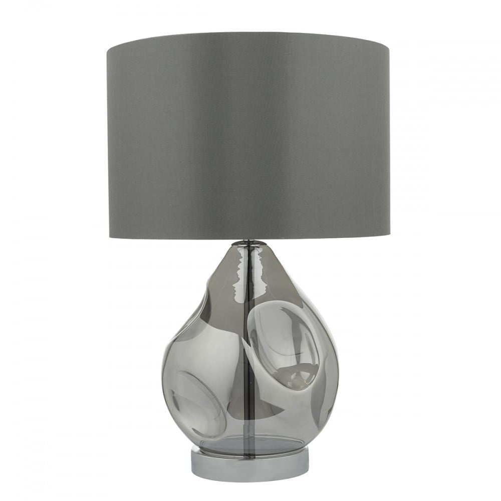 Dar QUI4210 | Quinn Table Lamp | Smoked Glass with Grey Shade