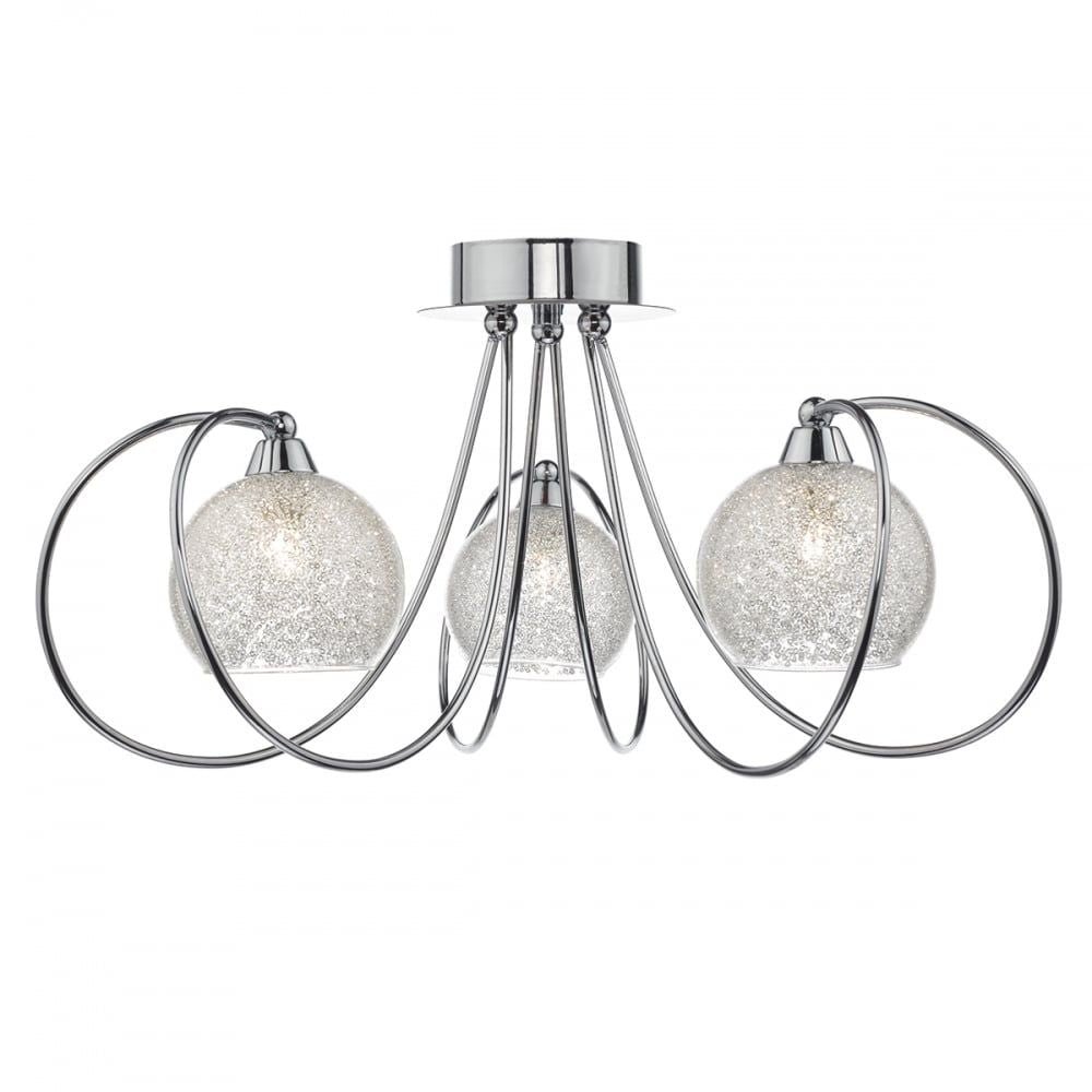 Dar RAF5350 | Rafferty 3-Light Semi Flush | Polished Chrome and Crystal