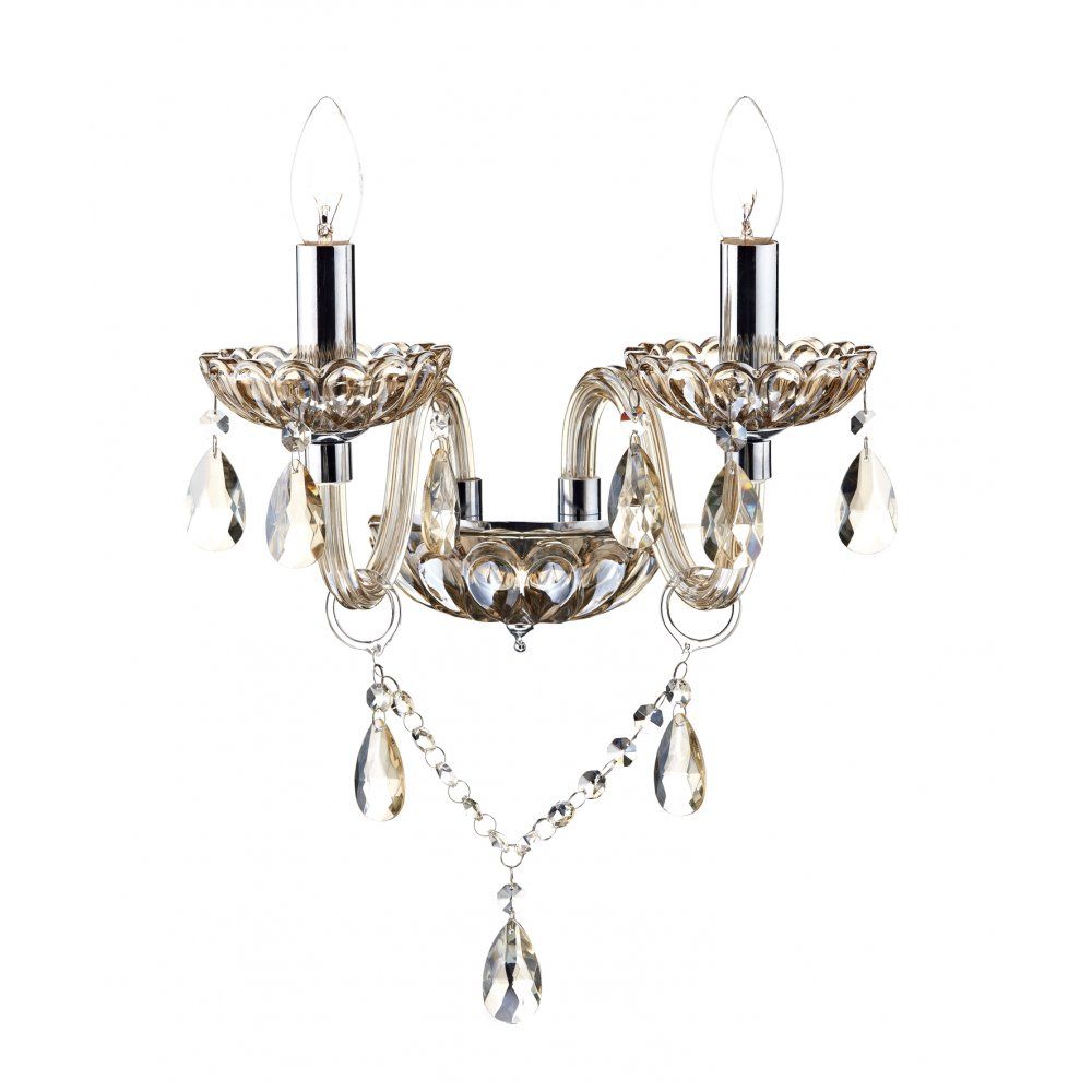 Dar RAP0906 | Raphael Double Wall Bracket | Champagne Crystal