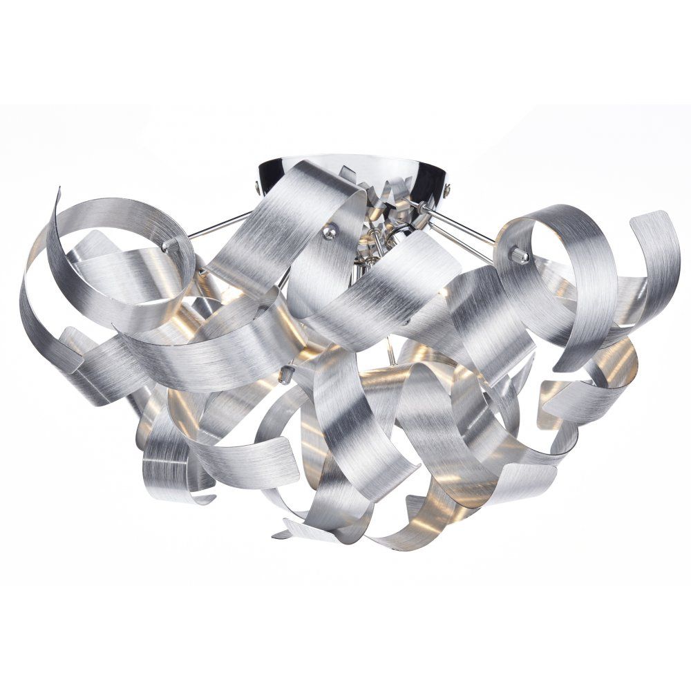 Dar RAW0450 | Rawley 4-Light Ribbon Flush | Brushed Aluminium