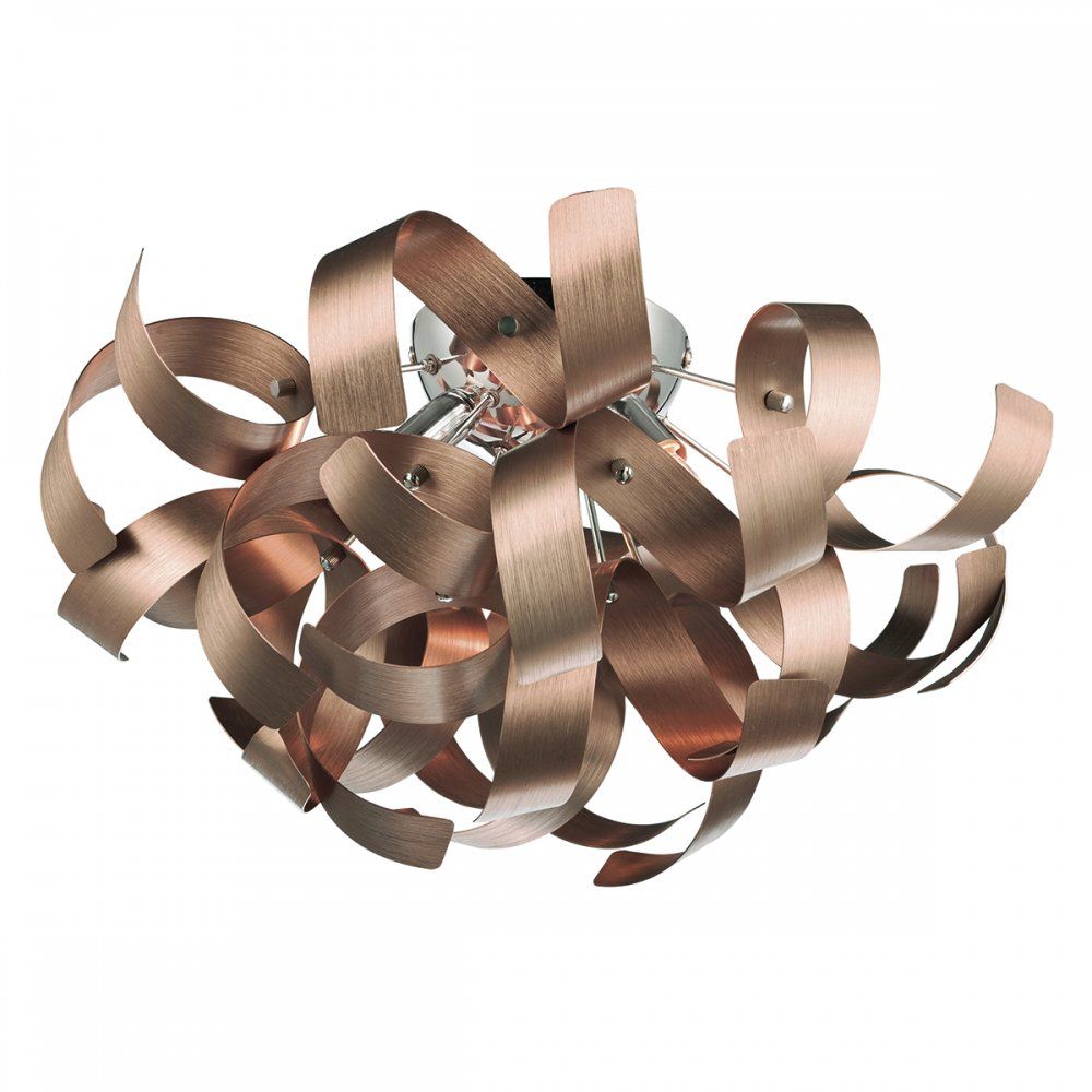 Dar RAW0464 | Rawley 4-Light Ribbon Flush | Satin Copper Design