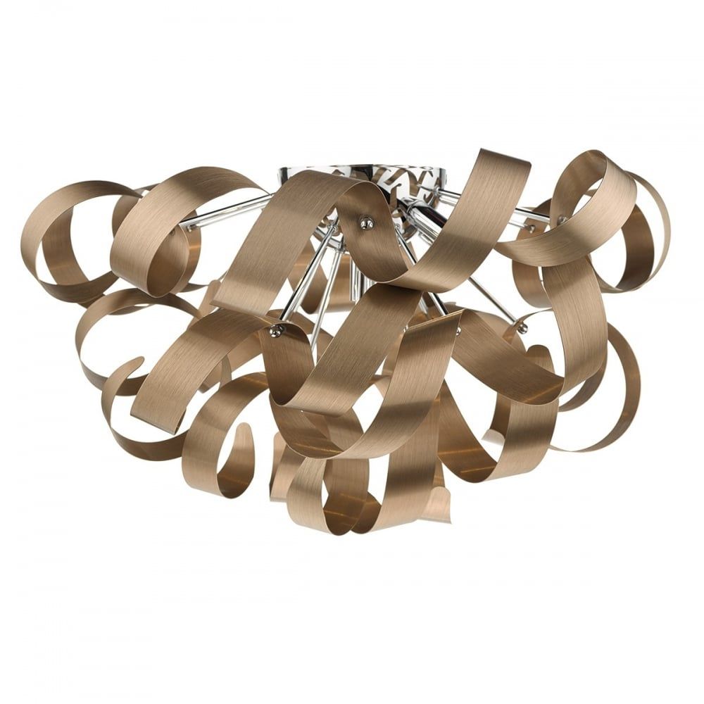Dar RAW0564 | Rawley 5-Light Flush | 60cm Brushed Copper