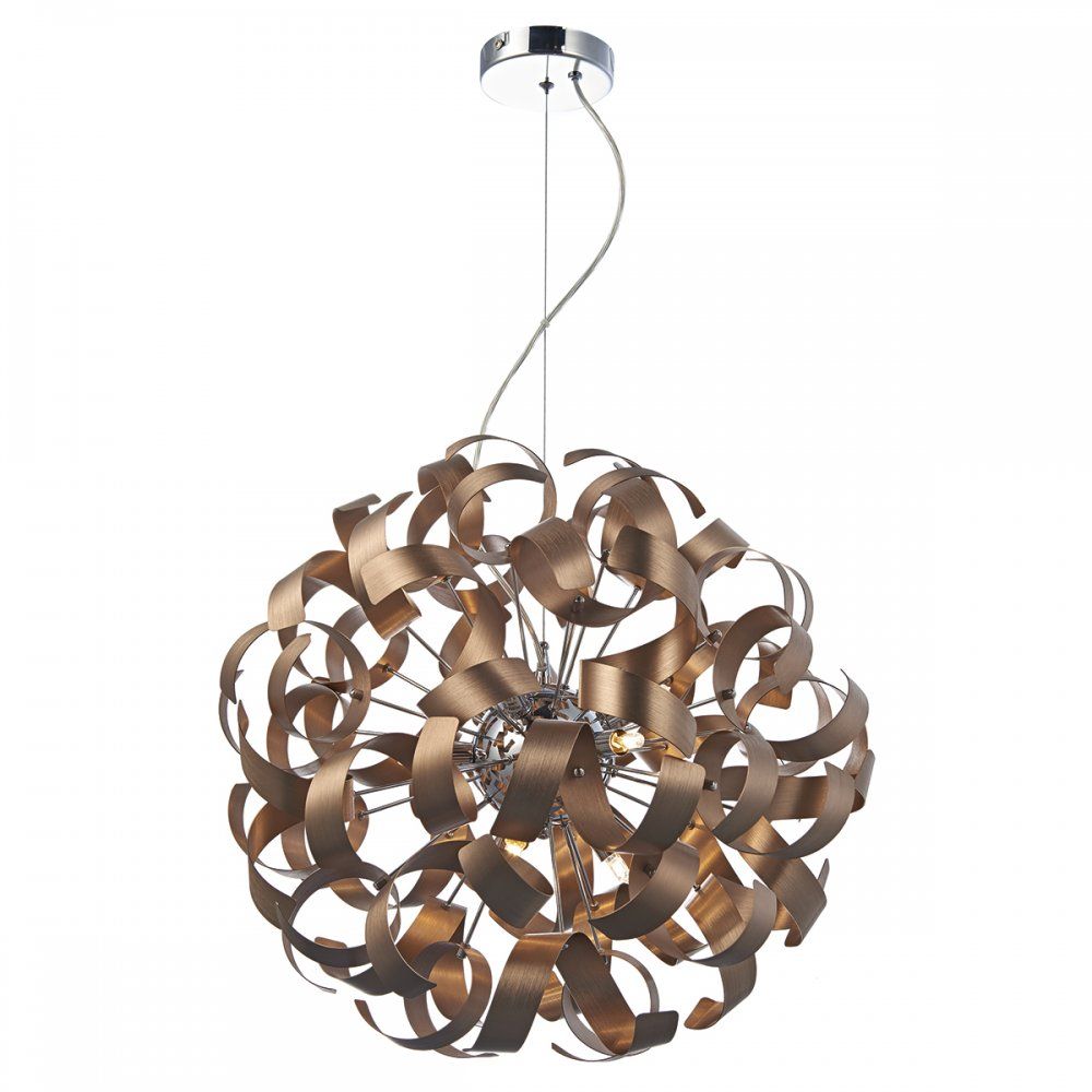 Dar RAW1364 | Rawley Ribbon Pendant | 9 Light Brushed Copper