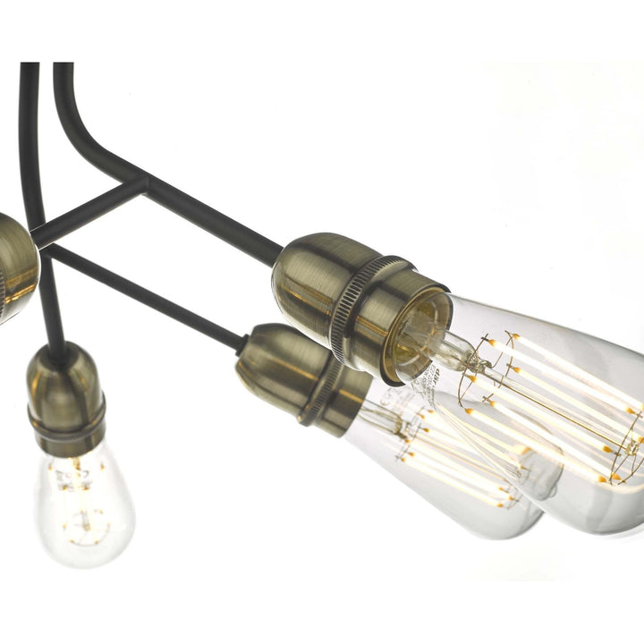 Dar REM0654 | Remy Semi Flush Light | Black and Antique Brass with Vintage Holders