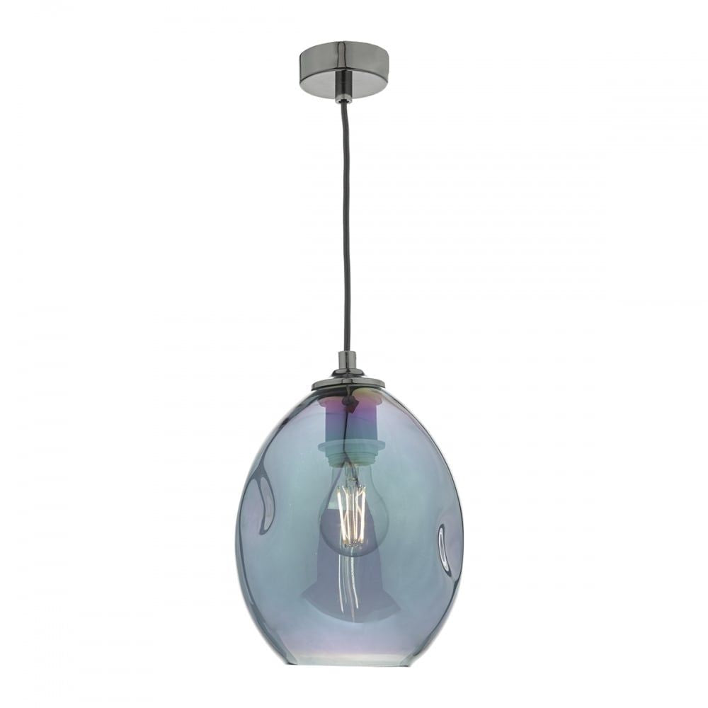 Dar ROG0155 | Rogan | 1 Light Pendant | Black / Irridised