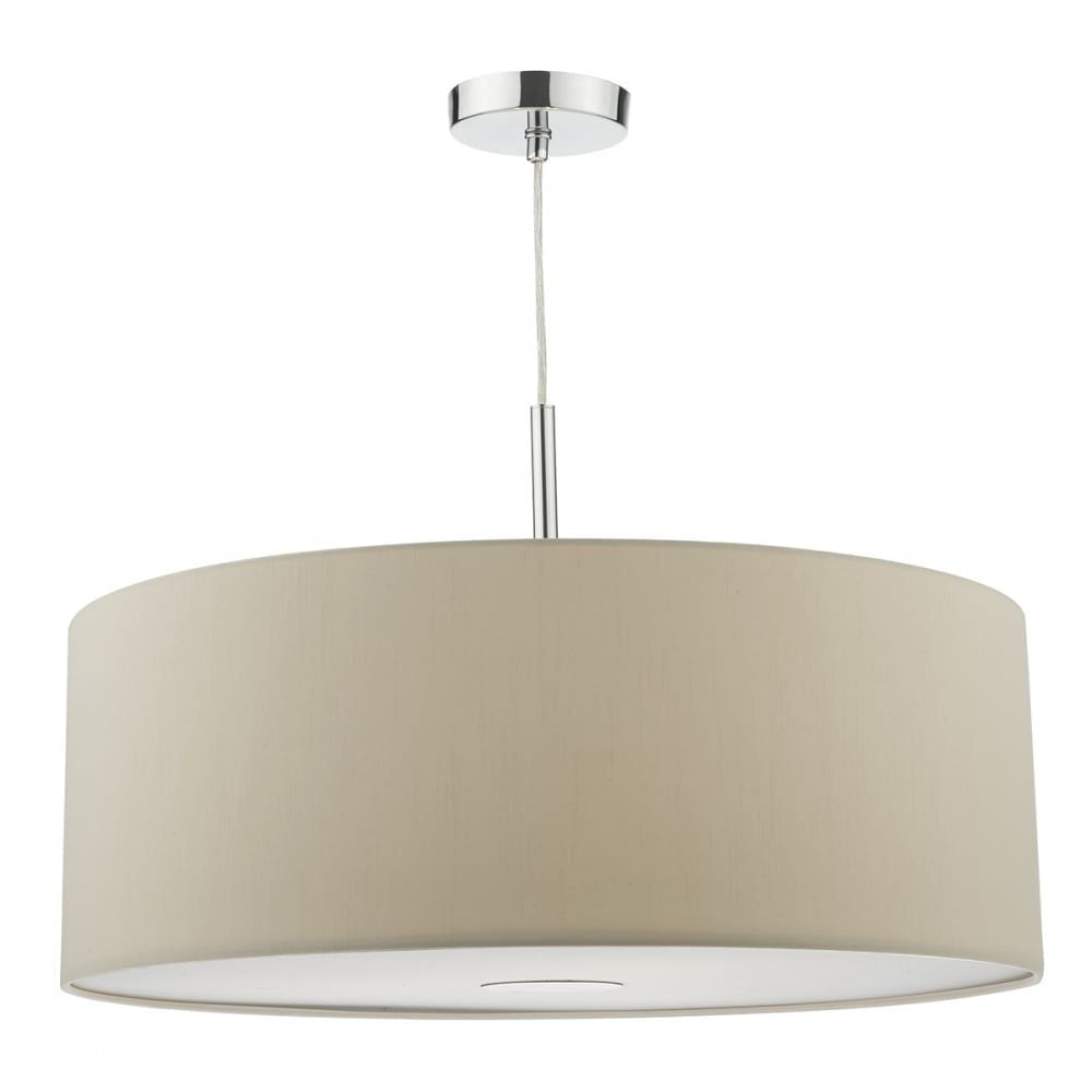Dar RON1729 | Ronda Pendant Light | Ecru Faux Silk 3-Light