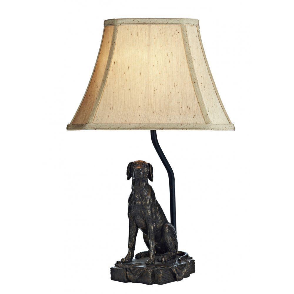 Dar ROV4263/X | Rover Table Lamp | Bronze Dog with Shade