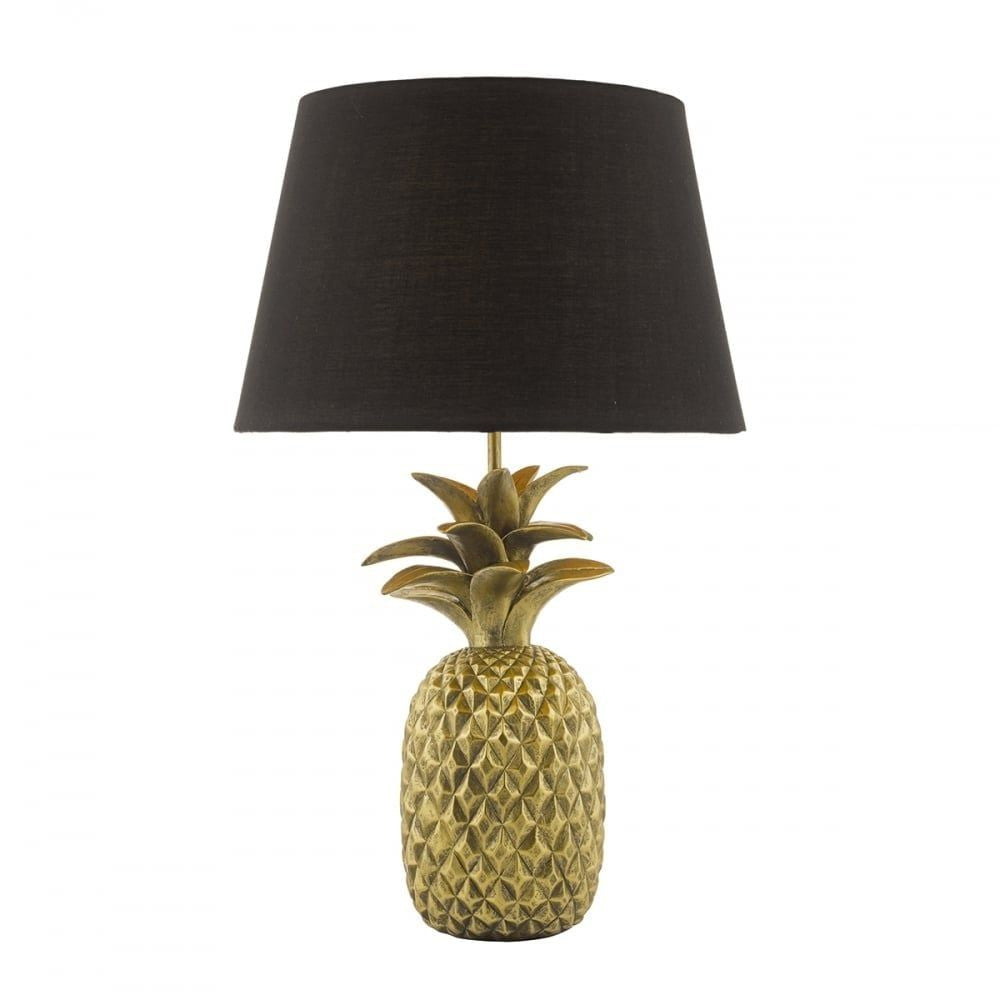 Dar SAF4235 | Safa | Gold Pineapple Table Lamp with Black Shade