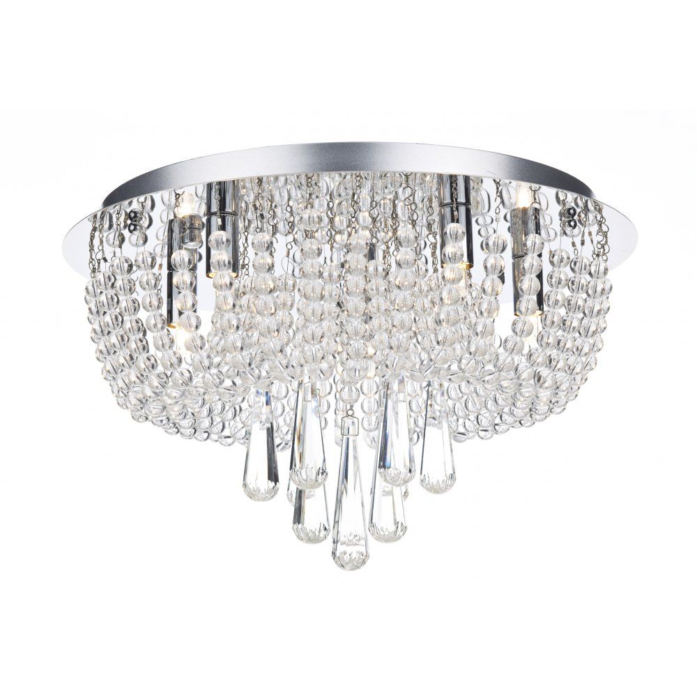 Dar SAI5450 | Saigon | 5-Light Polished Chrome Flush Ceiling Fixture