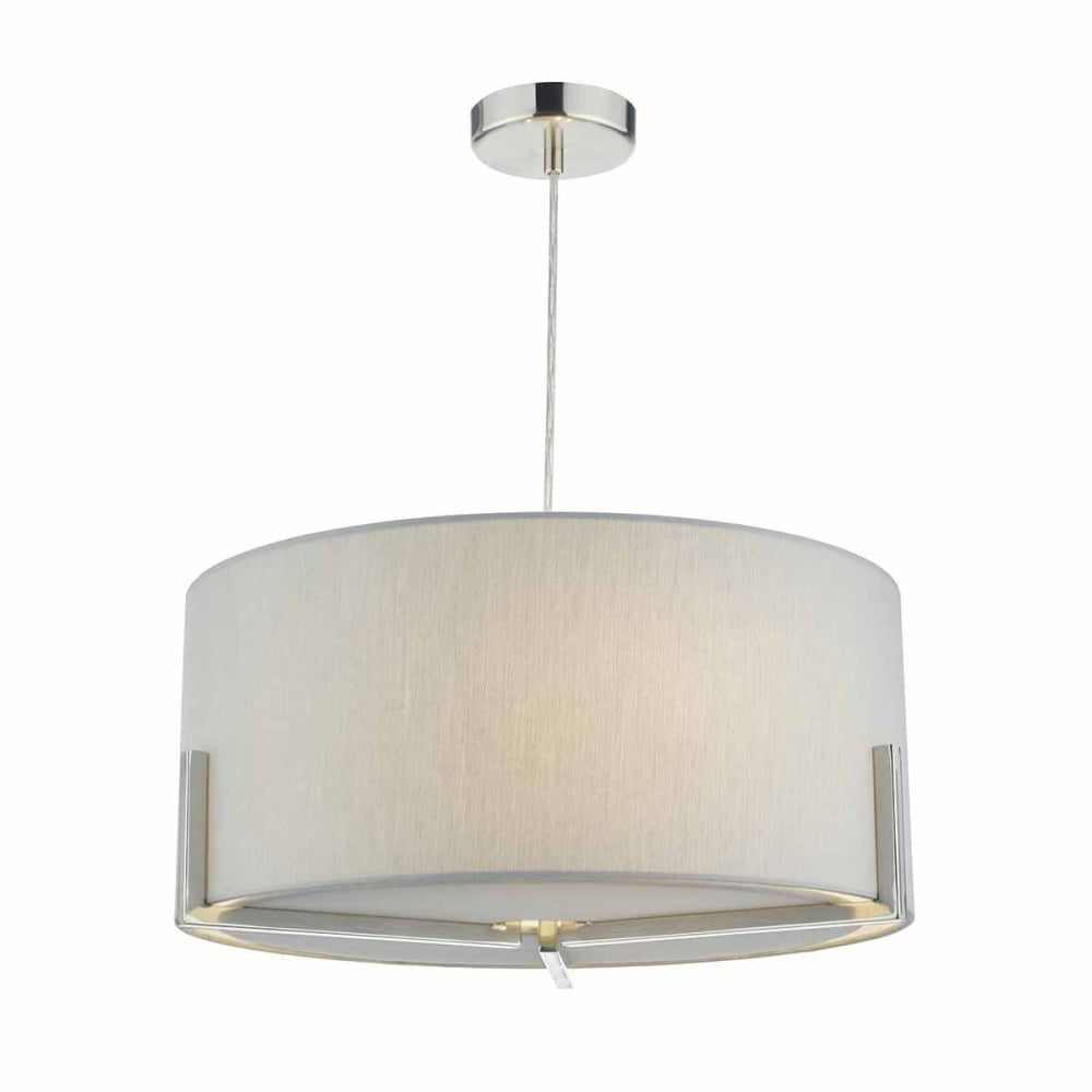 Dar SAN0339 | Santino | 3 Light Pendant | Grey Satin & Chrome FinishGrey Satin Chrome