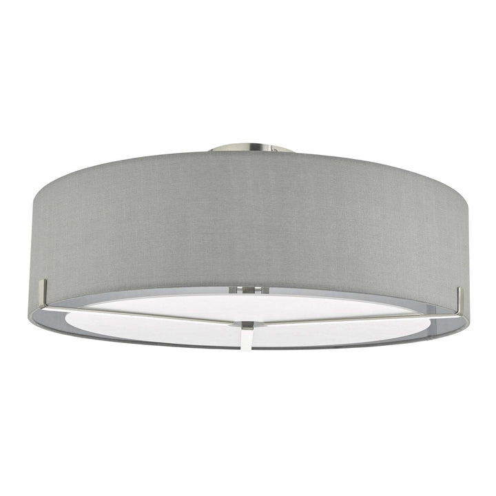 Dar SAN5339 | Santino | 3 Light Semi Flush | Satin Chrome with Grey Shade