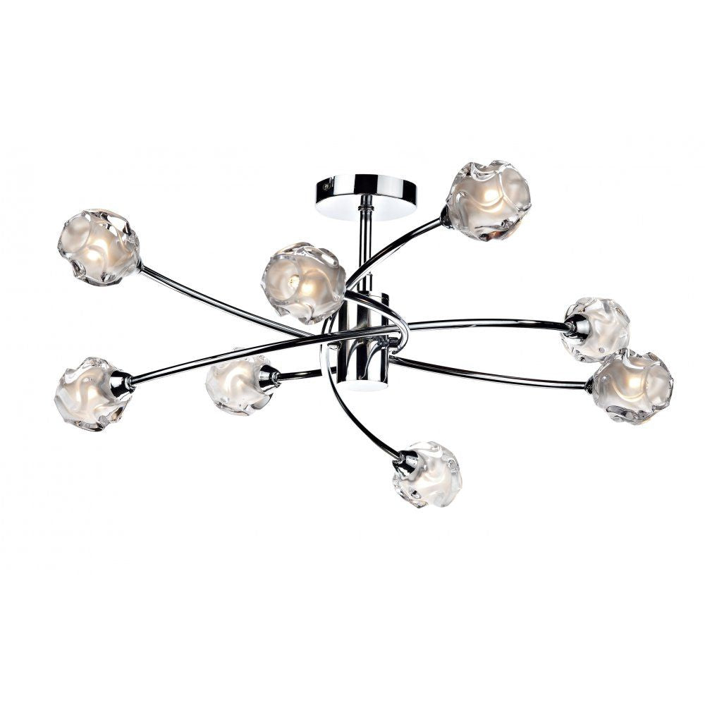 Dar SEA0850 | Seattle | 8 Lamp Semi Flush Ceiling Light | Polished Chrome