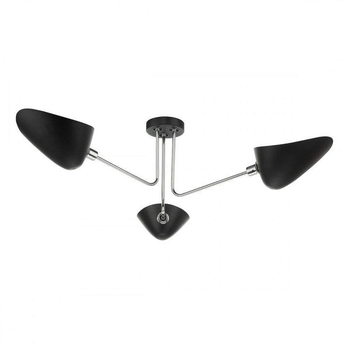 Dar SEB0322 | Sebastian | 3 Light Semi Flush | Matt Black & Polished Chrome