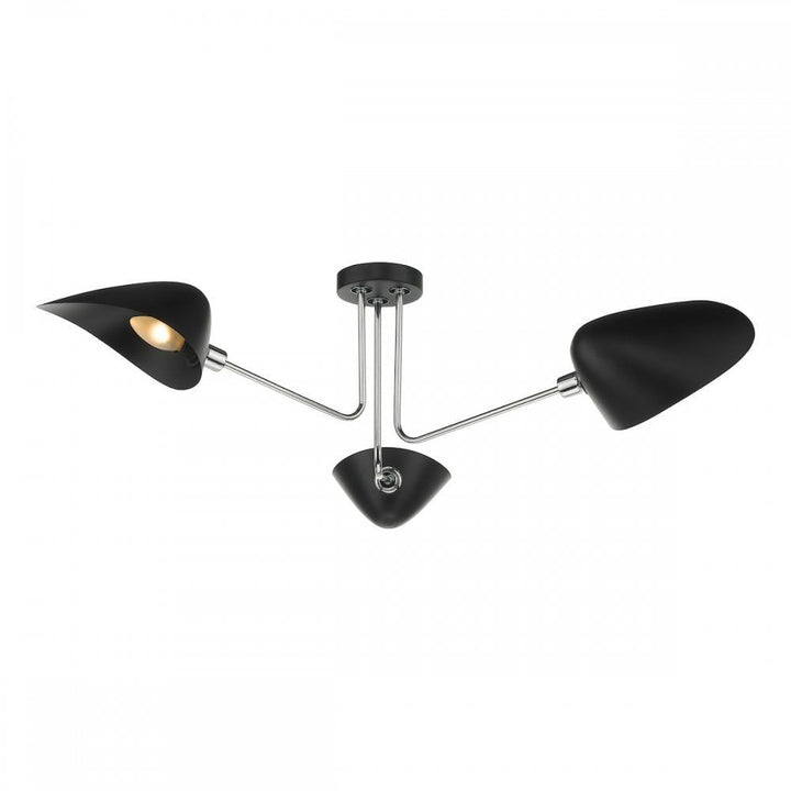 Dar SEB0322 | Sebastian | 3 Light Semi Flush | Matt Black & Polished Chrome