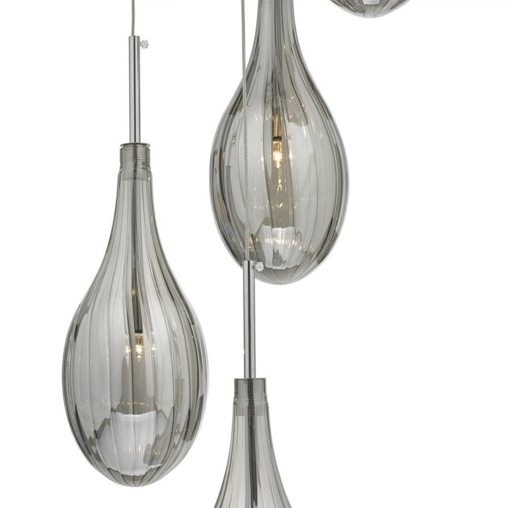 Dar SET6410 | Seta | 6 Light Cluster Pendant | Smoked Glass