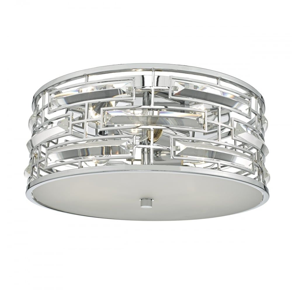 Dar SEV5250 | Seville | 3 Light Flush Mount | Clear Faceted Crystal