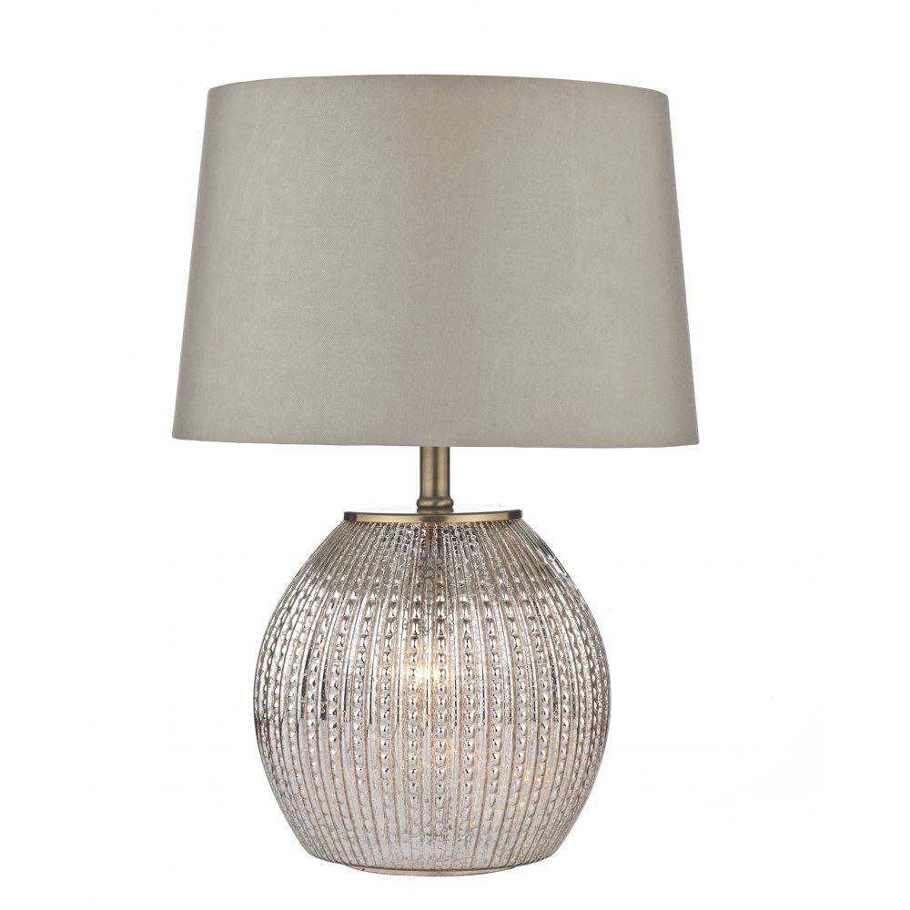 Dar SON4232 | Sonia | Table Lamp | Antique Silver | Taupe Satin Shade