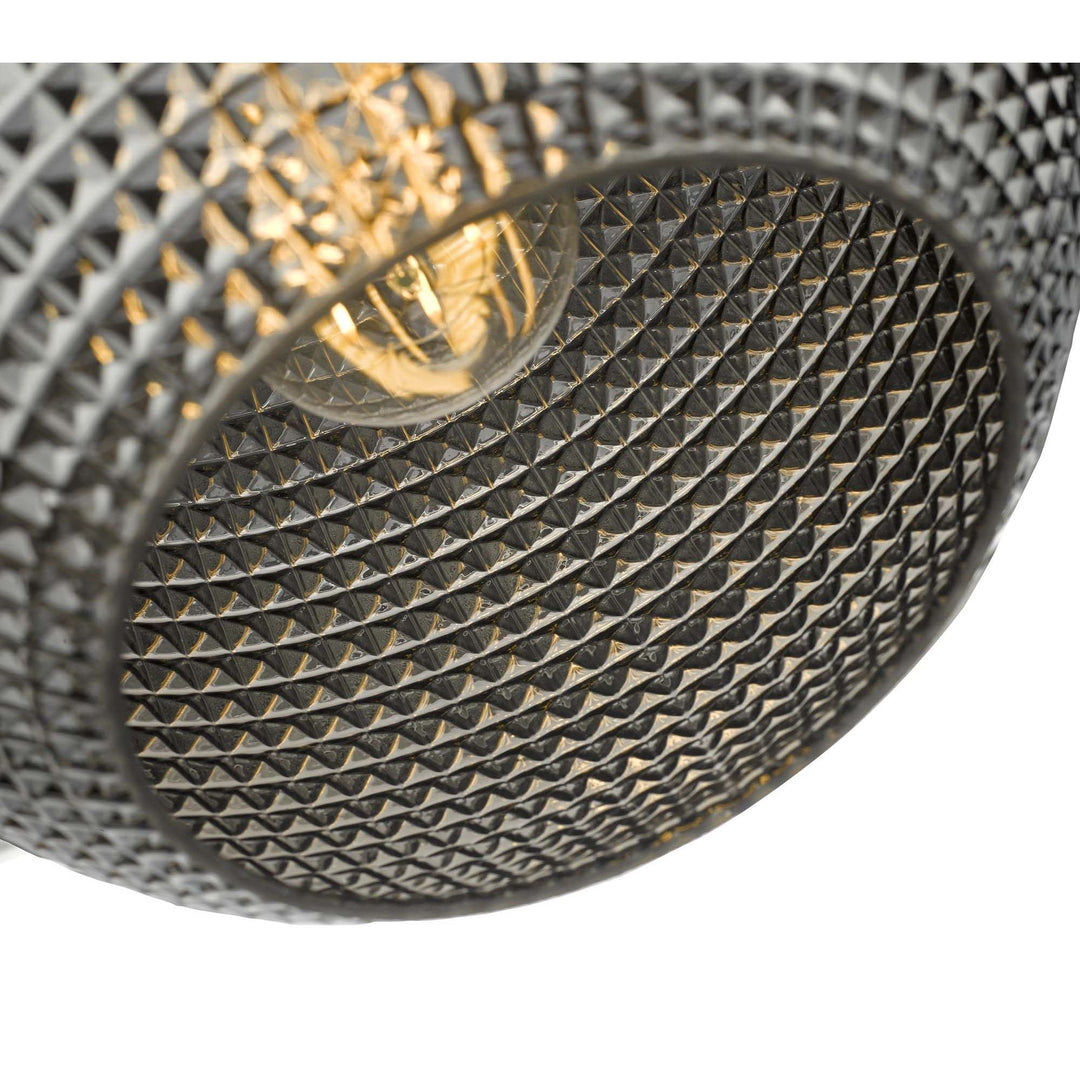 Dar SOR0110 | Soren 1 Light Pendant | Black And Smoked Textured Glass