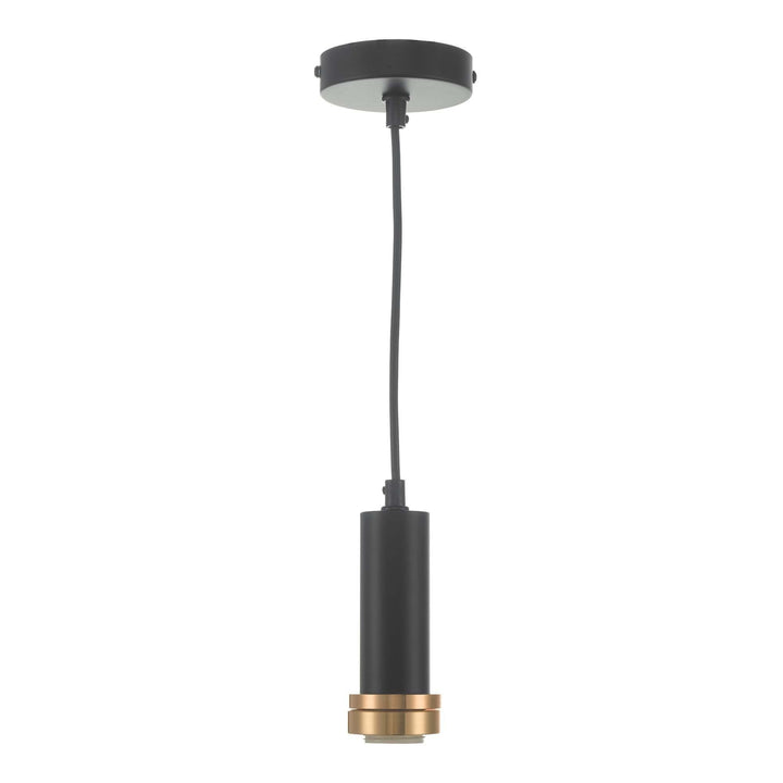 Dar SP6522 | 1-Light Pendant | Matte Black & Copper Detail