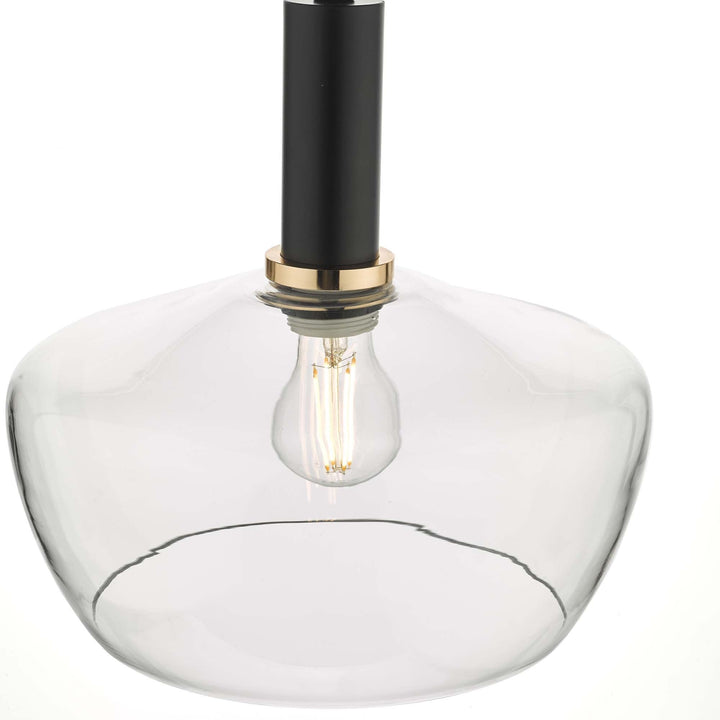 Dar SP6522 | 1-Light Pendant | Matte Black & Copper Detail