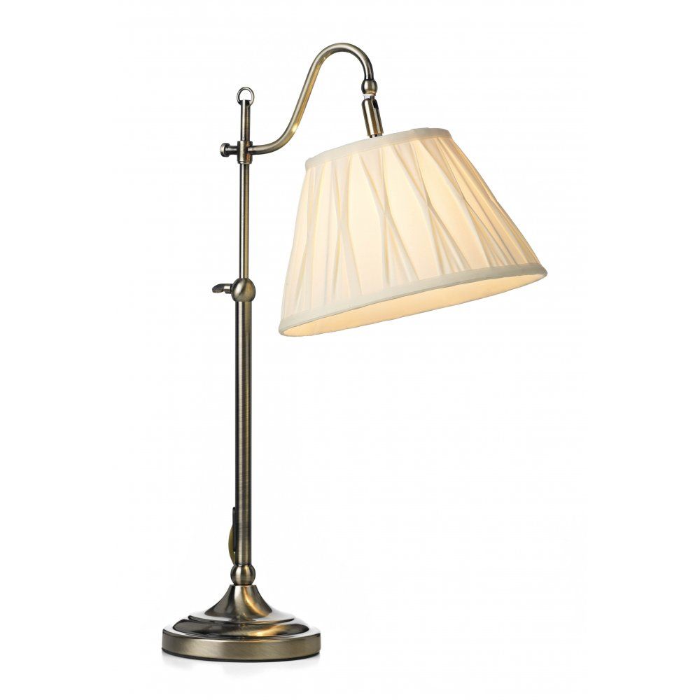 Dar SUF4075/X | Suffolk | Adjustable Table Lamp in Antique Brass | Cream Shade