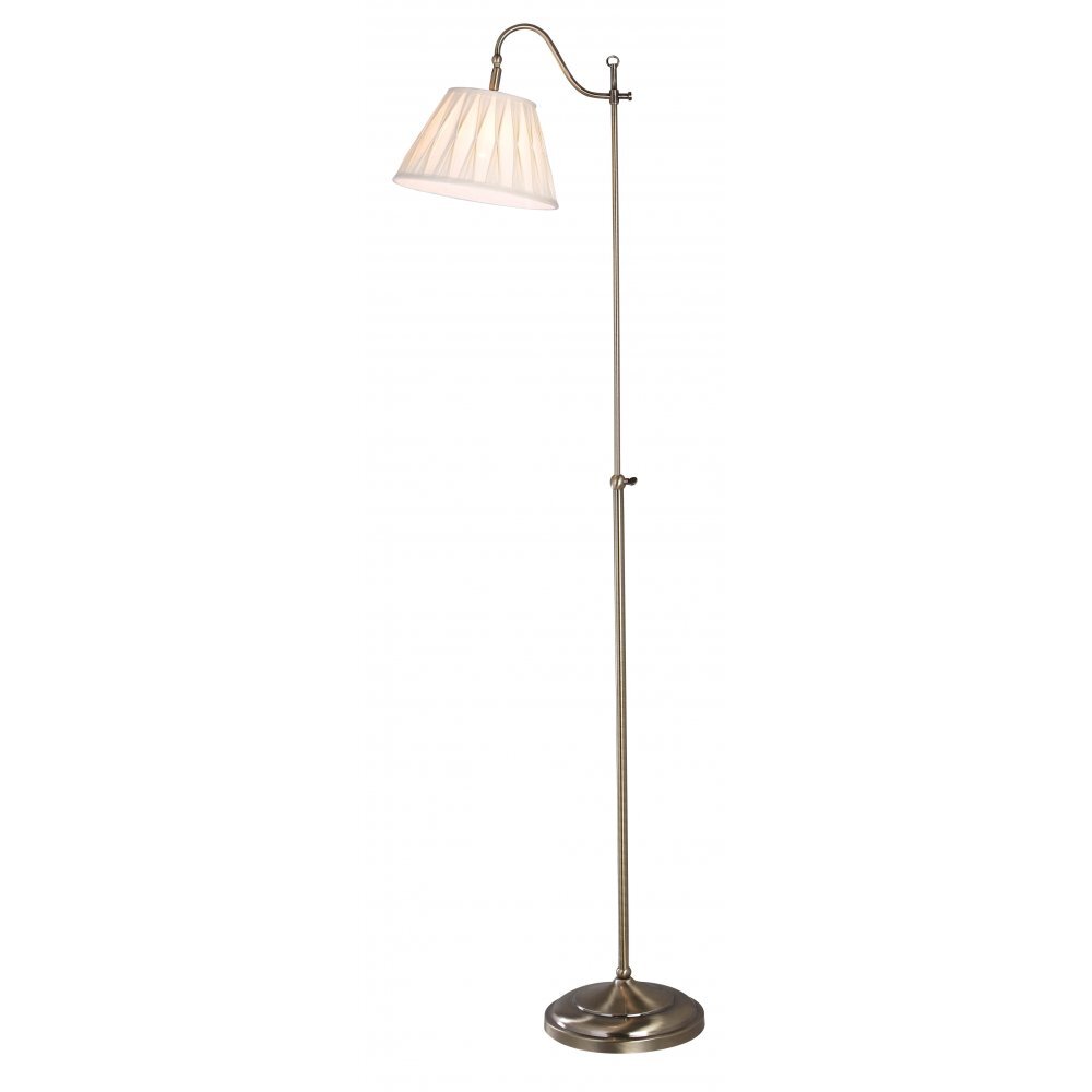Dar SUF4975/X | Suffolk | Antique Brass Floor Lamp with Adjustable Shade