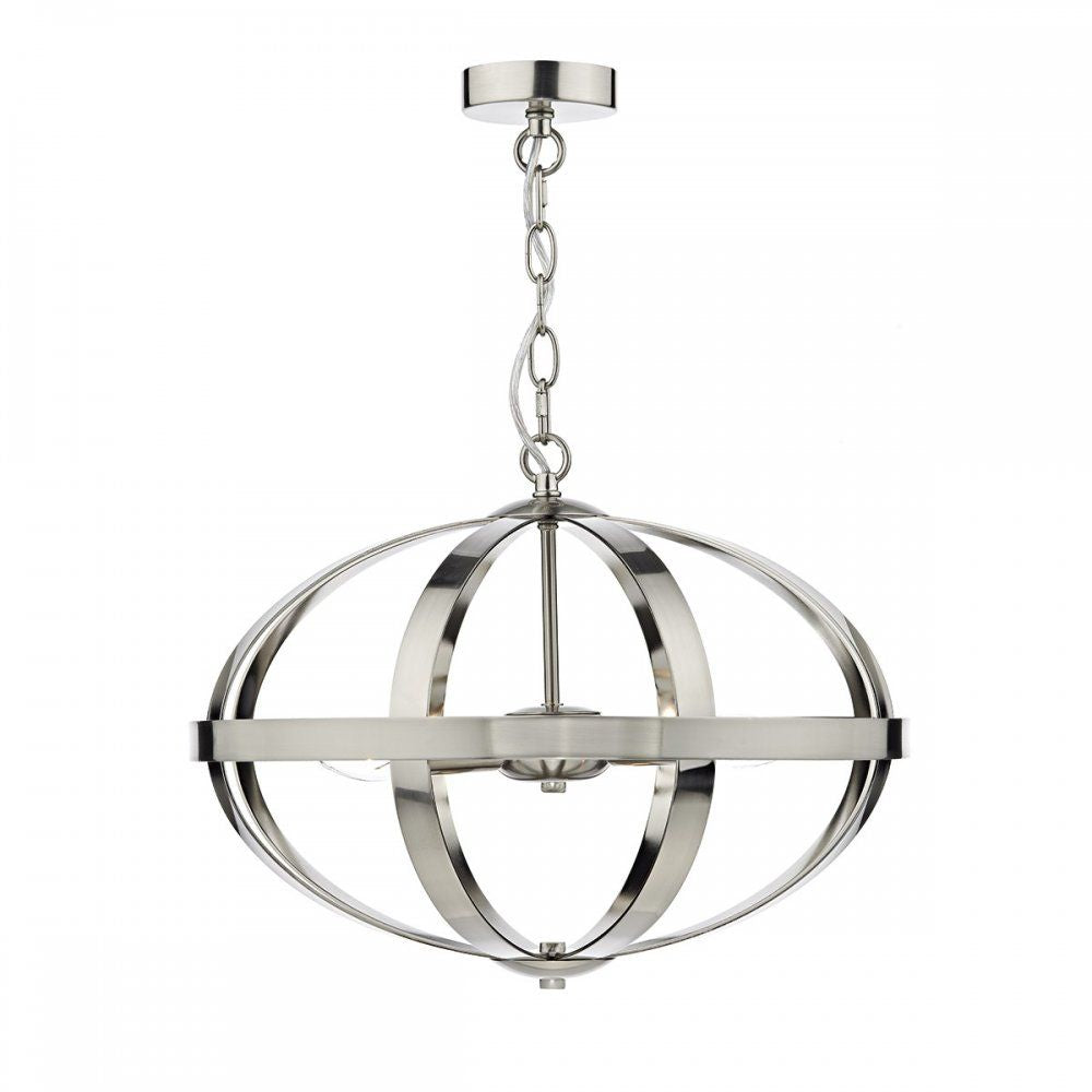 Dar SYM0346 | Symbol | Satin Chrome 3 Light Pendant
