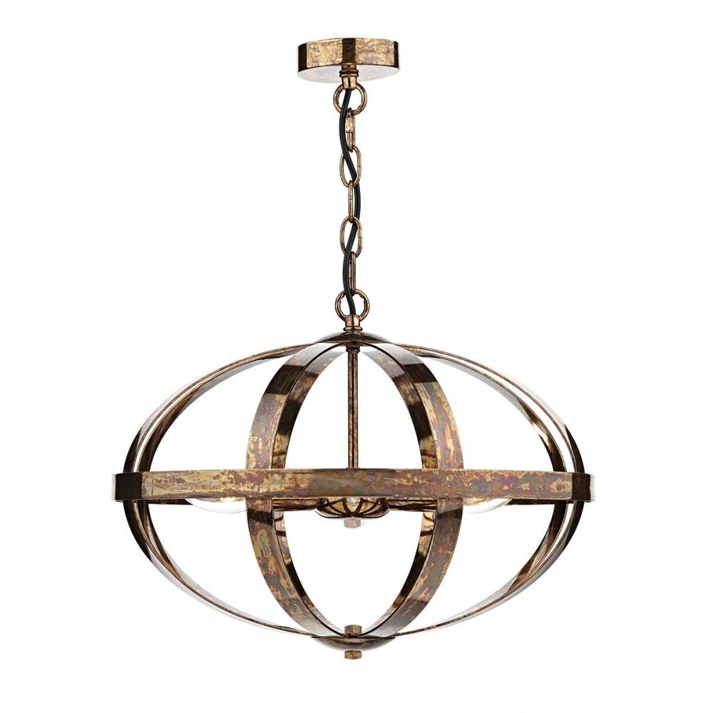Dar SYM0364 | Symbol | Petrol Copper 3 Light Pendant