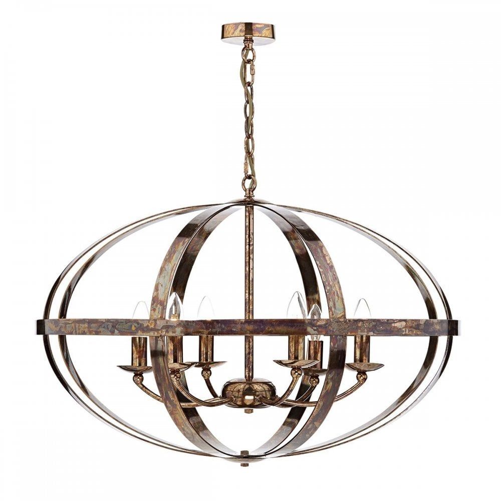 Dar SYM0664 | Symbol | Petrol Copper 6 Light Pendant