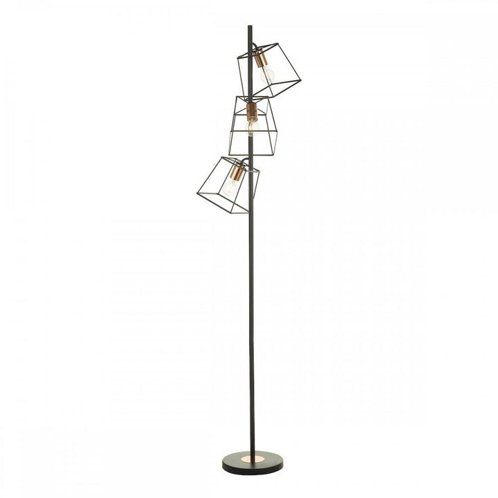 Dar TOW4922 | Tower Floor Lamp | Triple Light Matt Black & Copper
