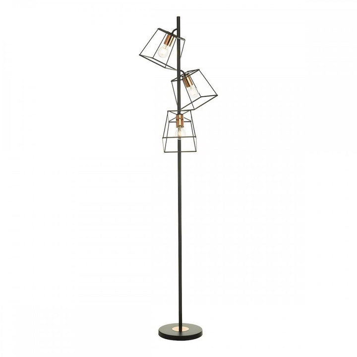 Dar TOW4922 | Tower Floor Lamp | Triple Light Matt Black & Copper