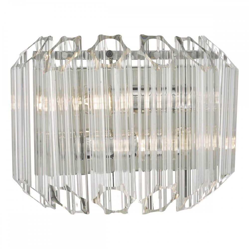 Dar TUV0908 | Tuvalu Wall Light | 2-Light Glass & Polished Chrome