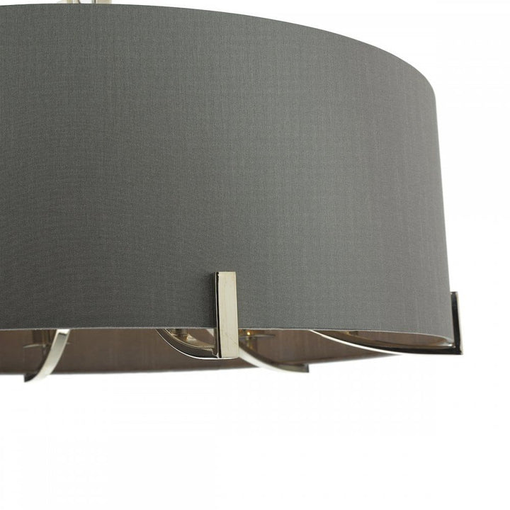 Dar VEY0639 | Veyron 6-Light Pendant | Polished Nickel & Grey Shade