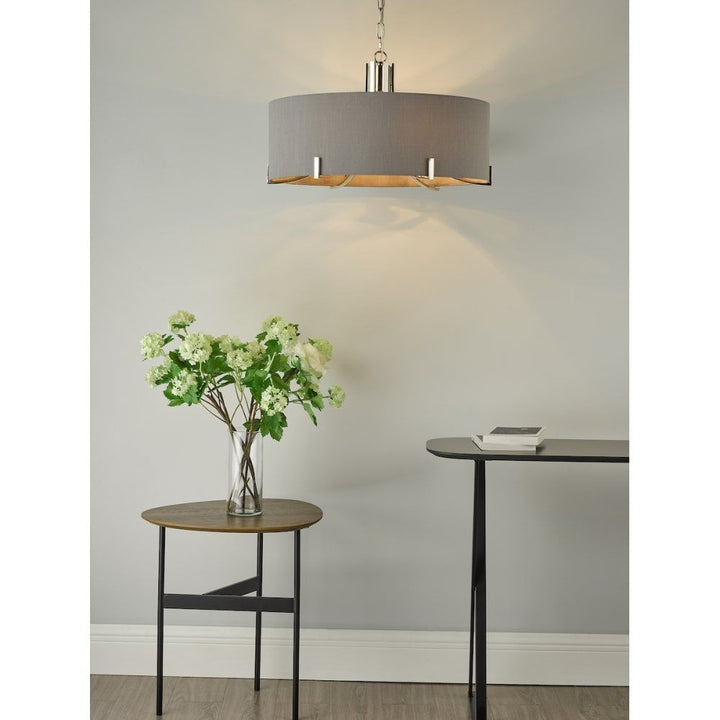 Dar VEY0639 | Veyron 6-Light Pendant | Polished Nickel & Grey Shade
