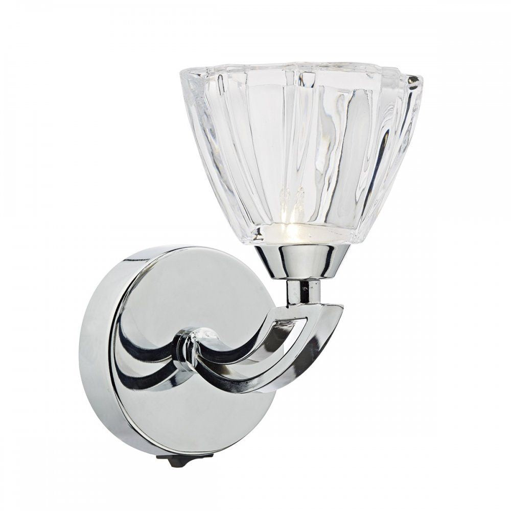 Dar VIT0750 | Vito Single Wall Bracket | Polished Chrome & Ribbed Glass