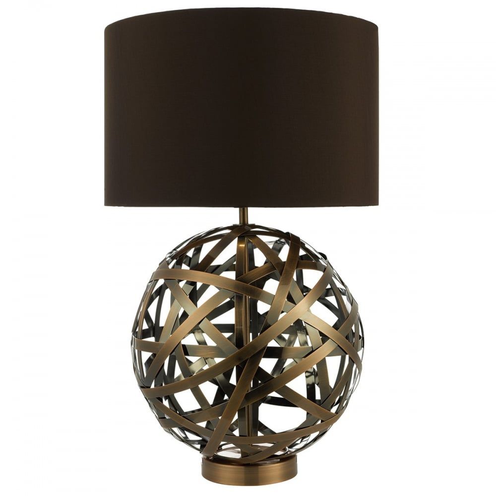 Dar VOY4264 | Voyage Table Lamp | Antique Copper Ball with Shade