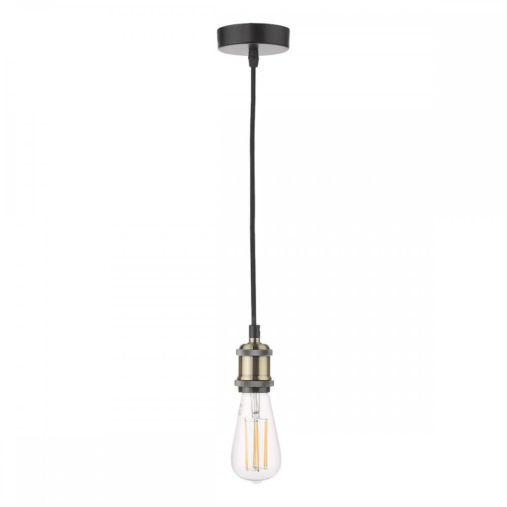 Dar WAC0175 | Waco Single E27 Suspension | Antique Brass Matt Black