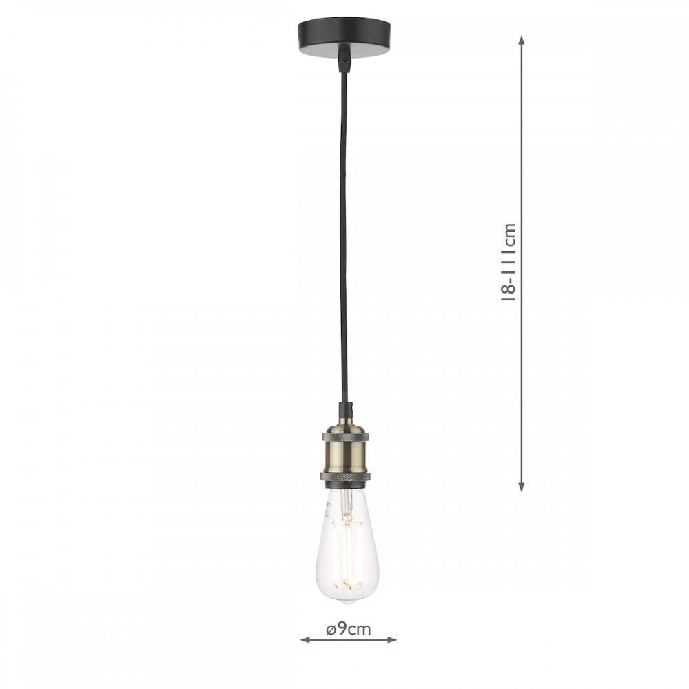 Dar WAC0175 | Waco Single E27 Suspension | Antique Brass Matt Black