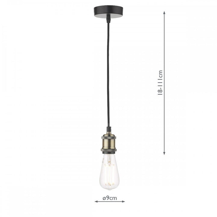 Dar WAC0175 | Waco Single E27 Suspension | Antique Brass Matt Black