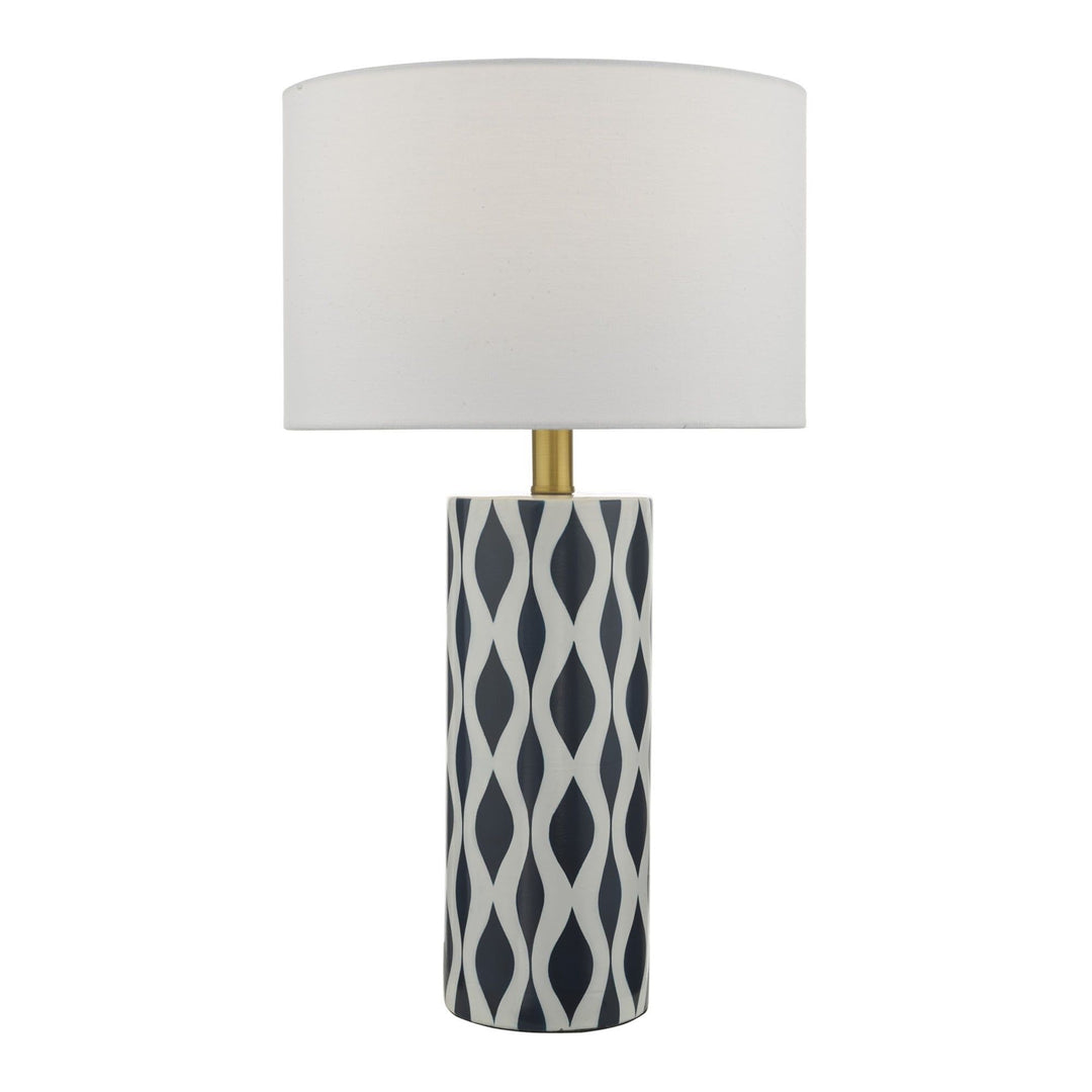 Dar WEY4223 | Weylin Table Lamp | Blue and White Ceramic with Shade
