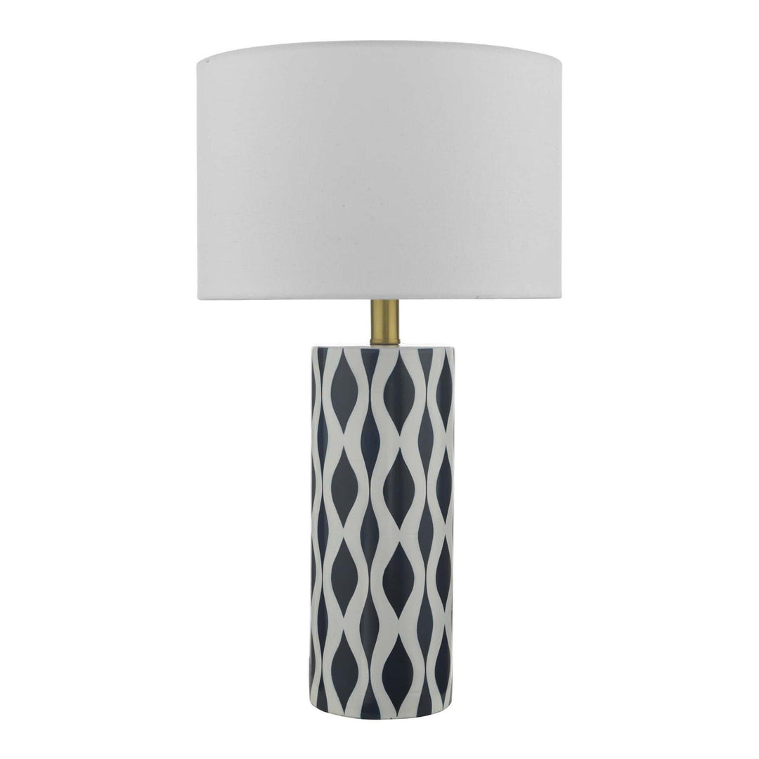 Dar WEY4223 | Weylin Table Lamp | Blue and White Ceramic with Shade