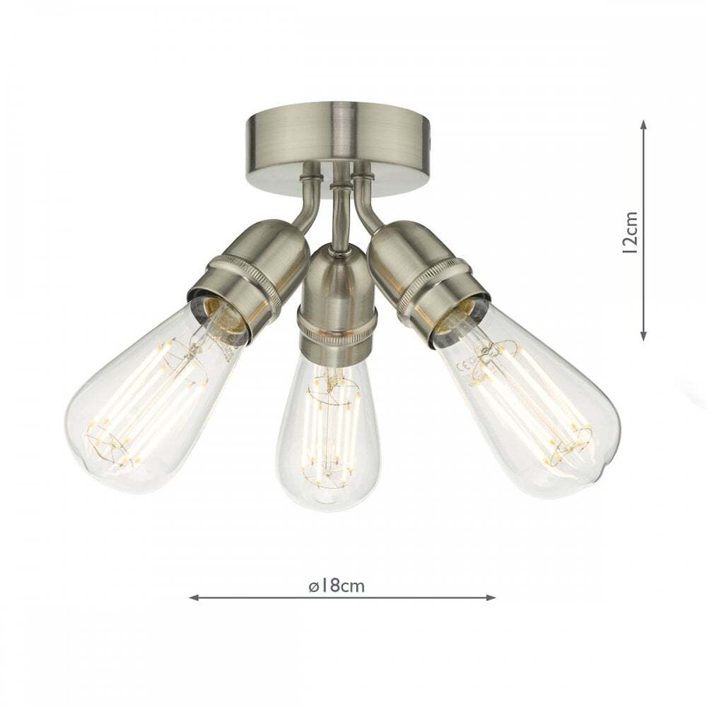 Dar YAO0338 Yao 3 Light Flush Satin Nickel