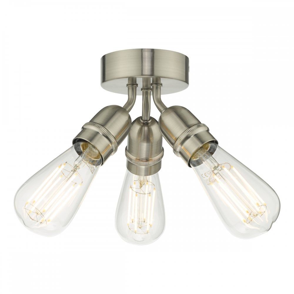 Dar YAO0338 Yao 3 Light Flush Satin Nickel