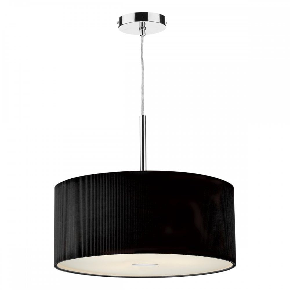 Dar ZAR1722 | Black 3-Light Pendant with Micro Pleat Shade | 600mm